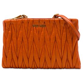 Miu Miu Orange Matelasse Nappa Lux Charm Schultertasche