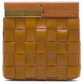 Bottega Veneta The Snap Clutch aus braunem Lammleder Maxi Intrecciato