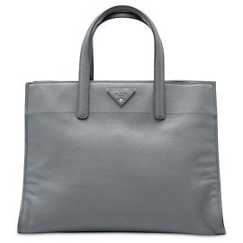 Prada Gray Saffiano Soft Triple Pocket Tote