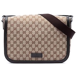 Gucci Beige GG Canvas Umhängetasche mit Klappe