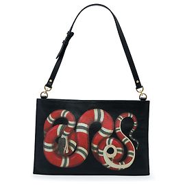 Borsa a tracolla Gucci in vitello nero Kingsnake