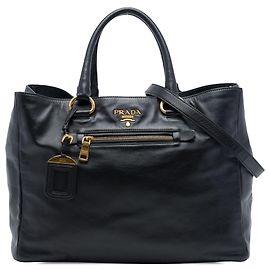 Borsa Satchel Prada in vitello morbido nero