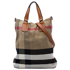 Burberry Brown Medium Mega Check Canvas Tottenham Brit Satchel