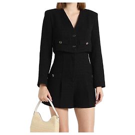 Sandro Black Tweed Short Jumpsuit XS 34