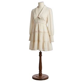 Uterque Uterqüe Chiffon-Midikleid mit Punktmuster und Rüschen