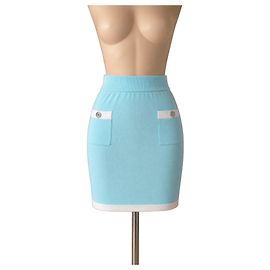 Chanel Hellblauer Strick-Minirock