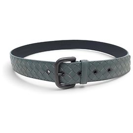 NEUF CEINTURE BOTTEGA VENETA CUIR INTRECCIATO T100 BLEU BLUE LEATHER BELT