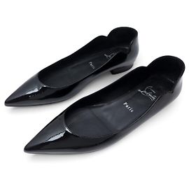 NEU CHRISTIAN LOUBOUTIN HOT CHIQUITA Ballerinas aus schwarzem Leder 38.5