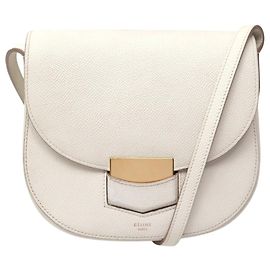 Céline BOLSO DE MANO CELINE TROTTEUR PM CUERO CREMA BANDOLERA CROSSBODY BAG PURSE