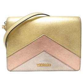 Bolso de hombro de piel para mujer Versace en tono dorado