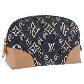 LOUIS VUITTON SINCE1854 Pochette Cosmetic PM Canvas Blue M80307 LV Auth 203086A