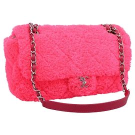 Sac à bandoulière à chaîne CHANEL Pile Pink Silver CC Auth 203132SAM