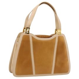 Bolso de mano FENDI de cuero dorado auténtico 202684A