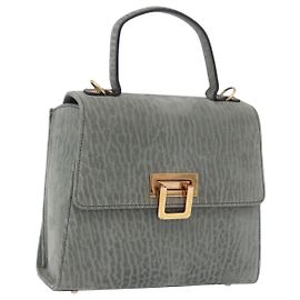 Valextra Handtasche aus Wildleder Grau Goldton Auth 201257