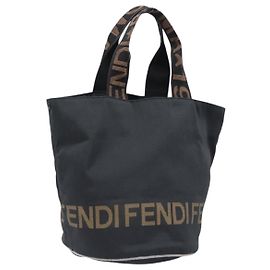 FENDI Hand Bag Canvas Black Brown Auth 199832