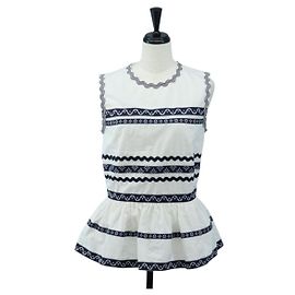 LOUIS VUITTON Sleeveless Top Cotton White Blue LV Auth 202320M