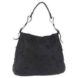 Borsa a tracolla BOTTEGA VENETA INTRECCIATO in pelle nera e oro 125263 Auth 200439V
