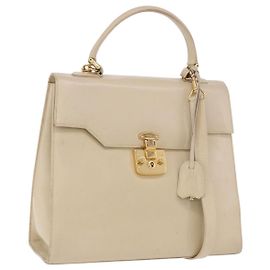Borsa a mano GUCCI in pelle 2way Beige Gold Auth 197623