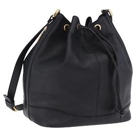 Borsa a tracolla Burberrys in pelle nera e oro Auth 201263A