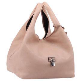 LOEWE Kaliyu GM Hand Bag Leather Pink Silver Auth hk4026A