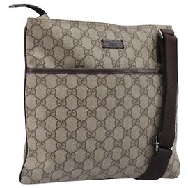 Borsa a spalla GUCCI GG Supreme PVC Beige Silver 141626 Auth 200589