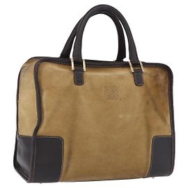 Borsa a mano LOEWE Amazona 32 in camoscio beige tono oro Auth ka6134