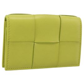 BOTTEGA VENETA Porte-cartes Cassette Maxi INTRECCIATO en cuir Vert Auth 202712M