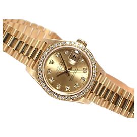 ROLEX Datejust champagne 10P Diamantlünette President-Armband 18KYG A-Serie Herren