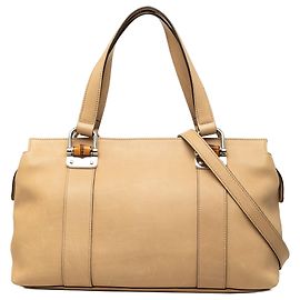 Gucci Satchel-Tasche aus braunem Kalbsleder mit Bambusgriff