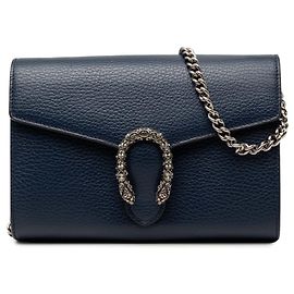 Blue Gucci Calfskin Dionysus Wallet on Chain Crossbody Bag
