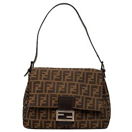 Fendi Zucca Canvas Mamma Forever Schultertasche Braun