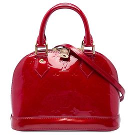 Bolsa Satchel Louis Vuitton Monogram Vernis Alma BB Vermelha