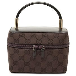 Mini mala de cosméticos Gucci em tela GG castanha