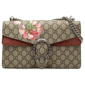 Borsa a tracolla Gucci Medium GG Supreme Blooms Dionysus Beige