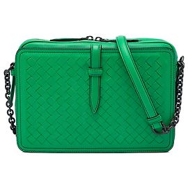 Borsa Camera con patta e cintura Bottega Veneta in Nappa Intrecciato verde