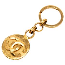 Gold Chanel CC Gold Plated Key Chain