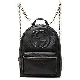 Zaino Soho con catena Gucci in pelle di vitello martellata nera