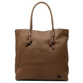 Tote Gucci em couro de bezerro castanho com pegas trançadas
