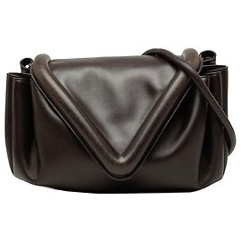 Brown Bottega Veneta Small Lambskin Beak Crossbody