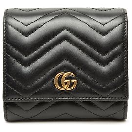 Tarjetero Gucci GG Marmont de piel de becerro acolchada negro, Carteras Pequeñas