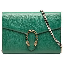 Borsa a tracolla Dionysus Gucci in pelle di vitello verde con catena