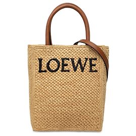 LOEWE Raffia Standard A5 Satchel Beige
