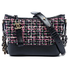 Black Chanel Small Tweed and Lambskin Gabrielle Crossbody