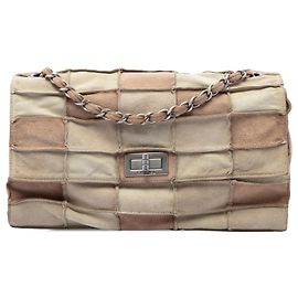 Beige Chanel Suede Patchwork Reissue 2.55 Flap Shoulder Bag