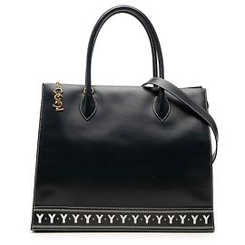 Autre Marque Borsa Tote Satchel Saint Laurent in pelle di vitello nera con ritagli a Y