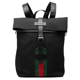 Zaino Gucci Canvas Techno Web con patta nero