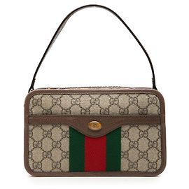 Beige Gucci Small GG Supreme Web Ophidia Top Handle Bag Satchel Handtasche