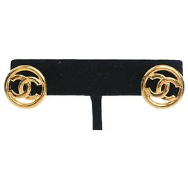 Chanel CC runde vergoldete Ohrstecker