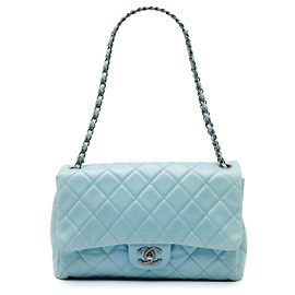 Borsa a tracolla Chanel Coco Soft Flap Large in pelle di vitello invecchiata matelassé Blu