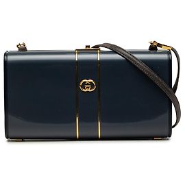 Bolsa Tiracolo Gucci em Verniz Azul com Fecho Interlocking G